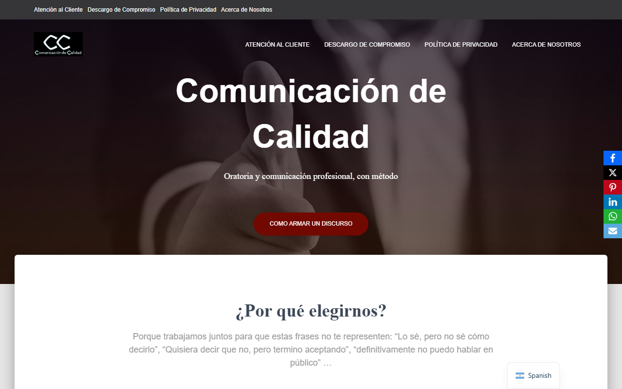 Captura de la home de Comunicación de Calidad
