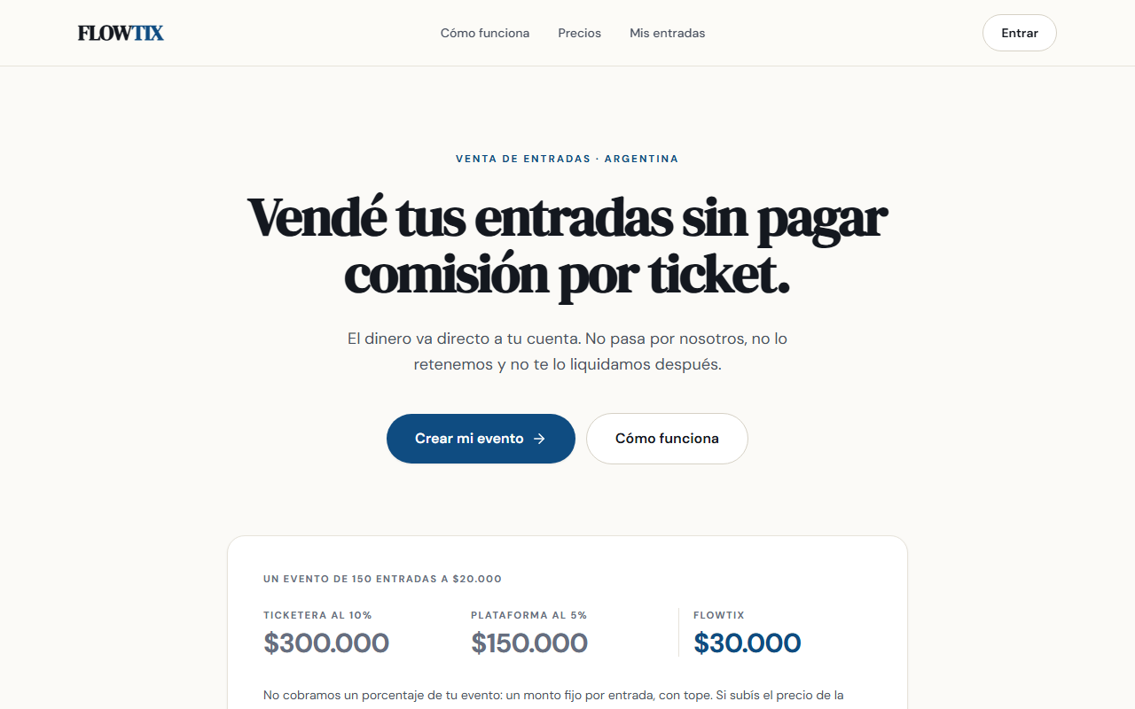 Captura de la home de Flowtix